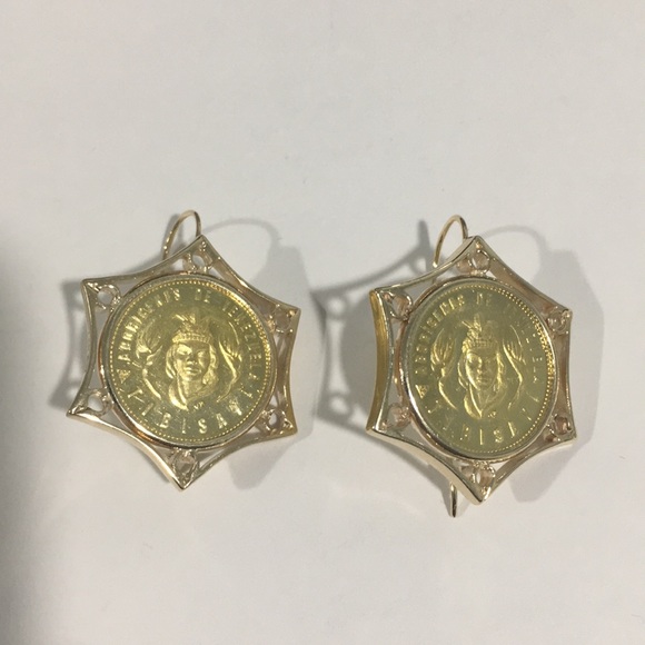 Vintage 22k Yellow Gold Venezuelan Coin Earrings - Picture 3 of 6